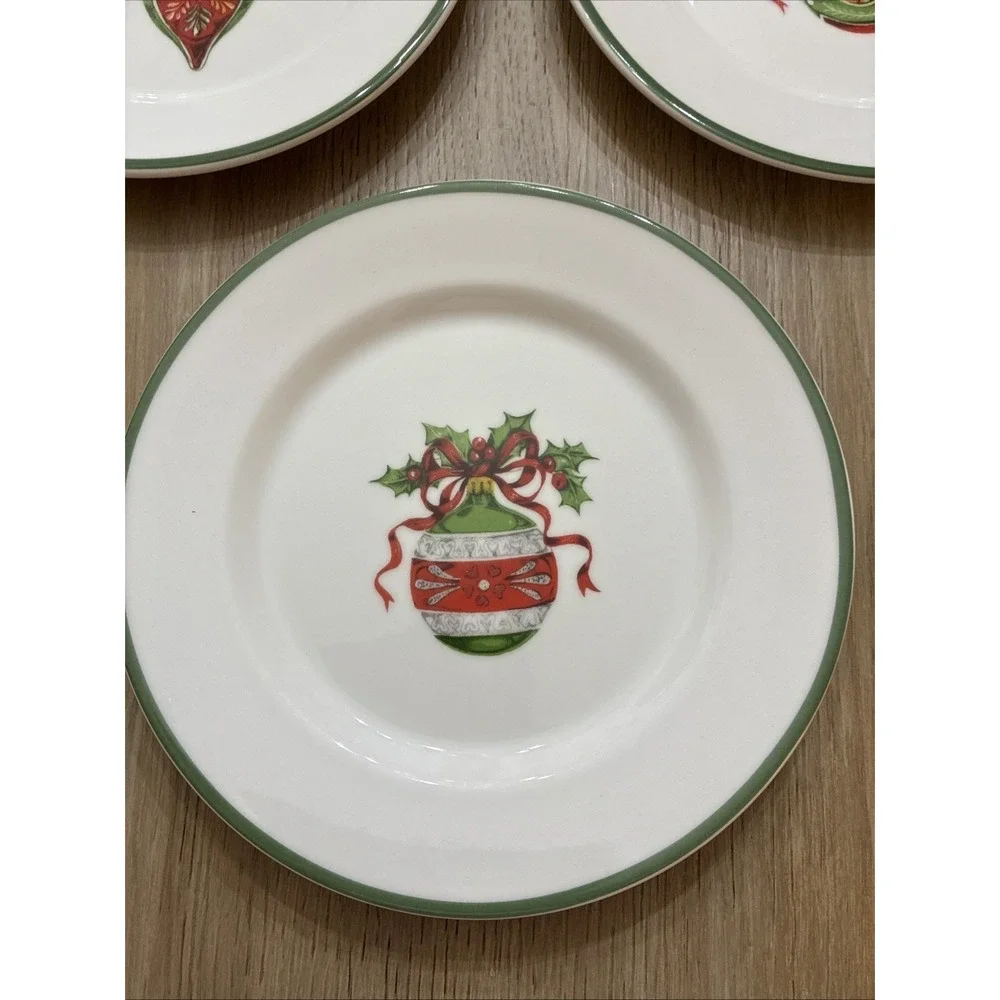 Christopher Radko Traditions Holiday Celebrations 3 Salad Bread Plates 8 1/4